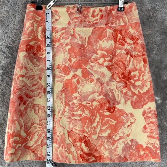 Elevenses Sz 4 Peachy Floral Soft Corduroy A-Line Skirt Lined Anthropologie Boho - Picture 2 of 6